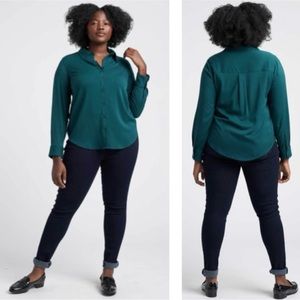 Universal Standard green button down blouse